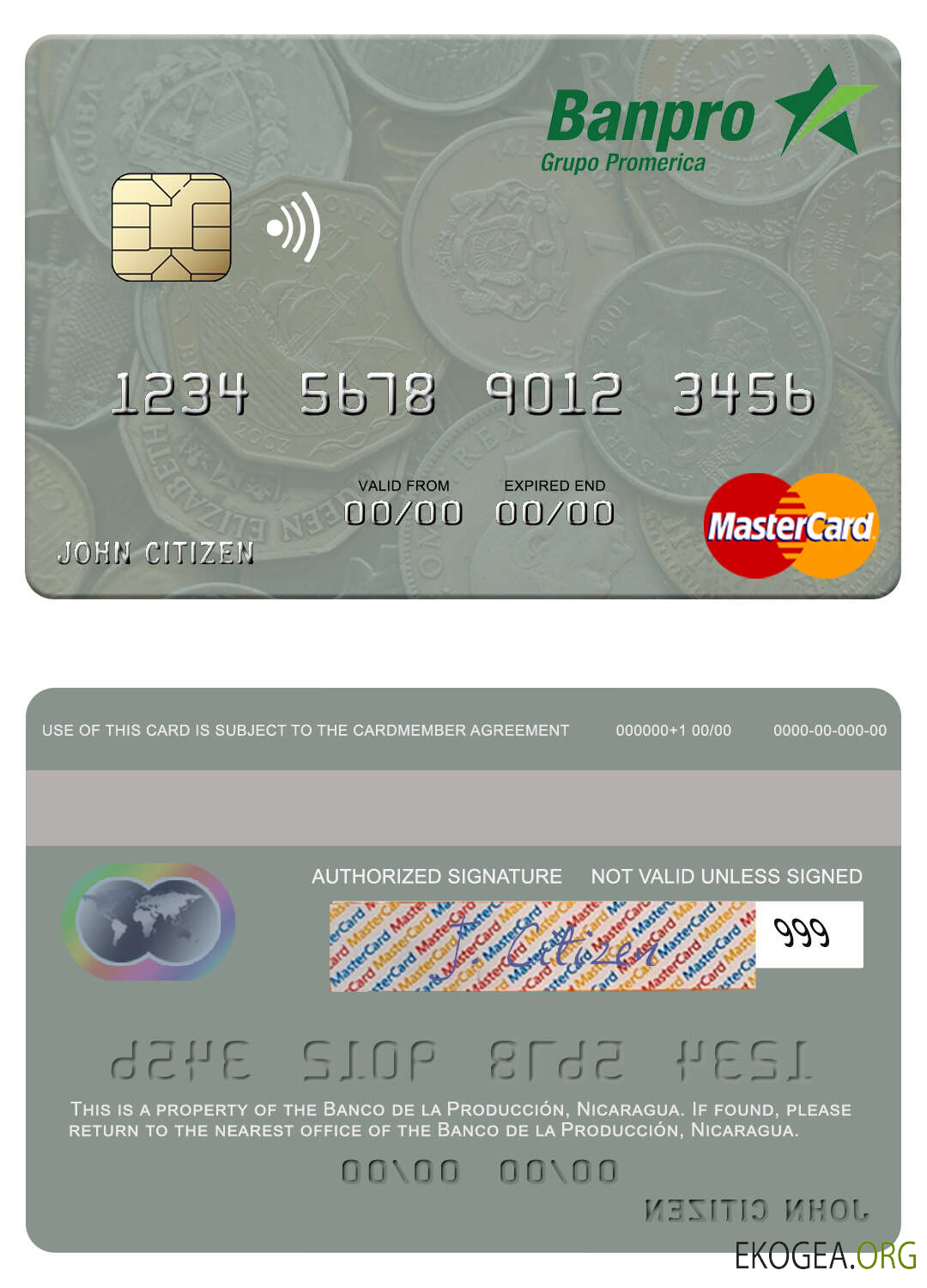 Carte Mastercard Nicaragua Banco de la Producción